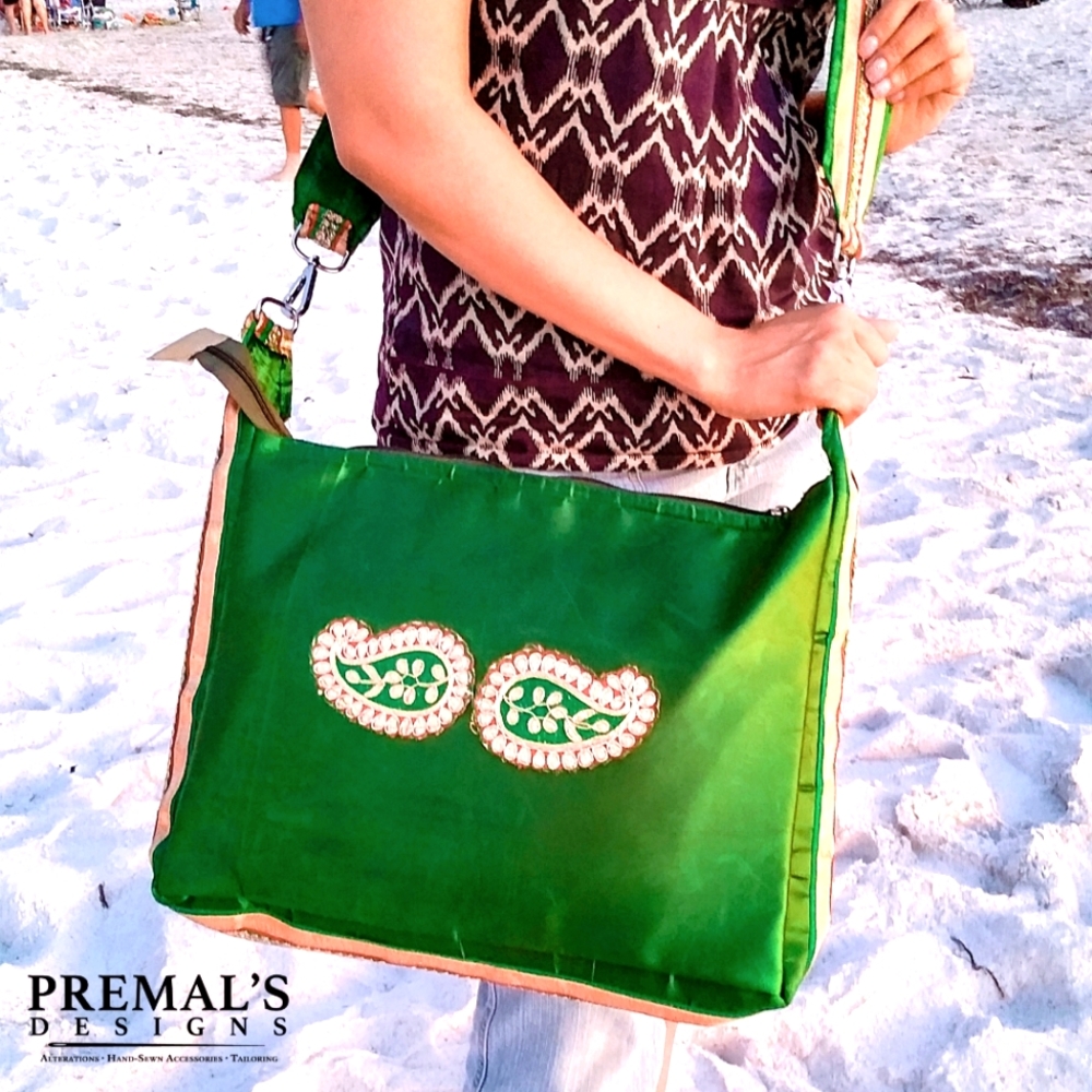 Premal's Designs Tech Shoulder Bag w Detachable Strap - Henna Green